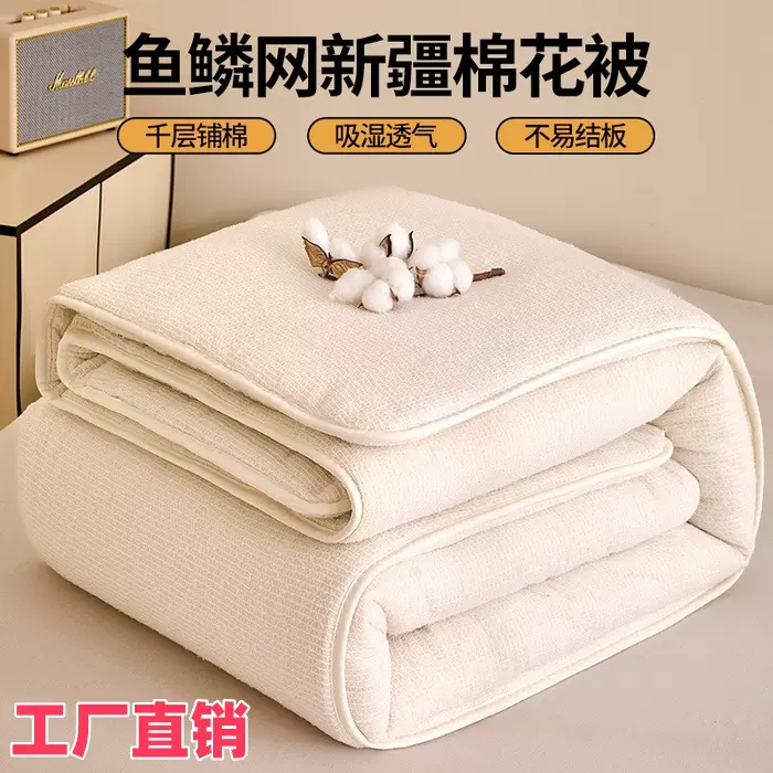 批发新疆棉花被芯被子冬被春秋被床垫褥子垫学生宿舍鱼鳞网纱棉胎