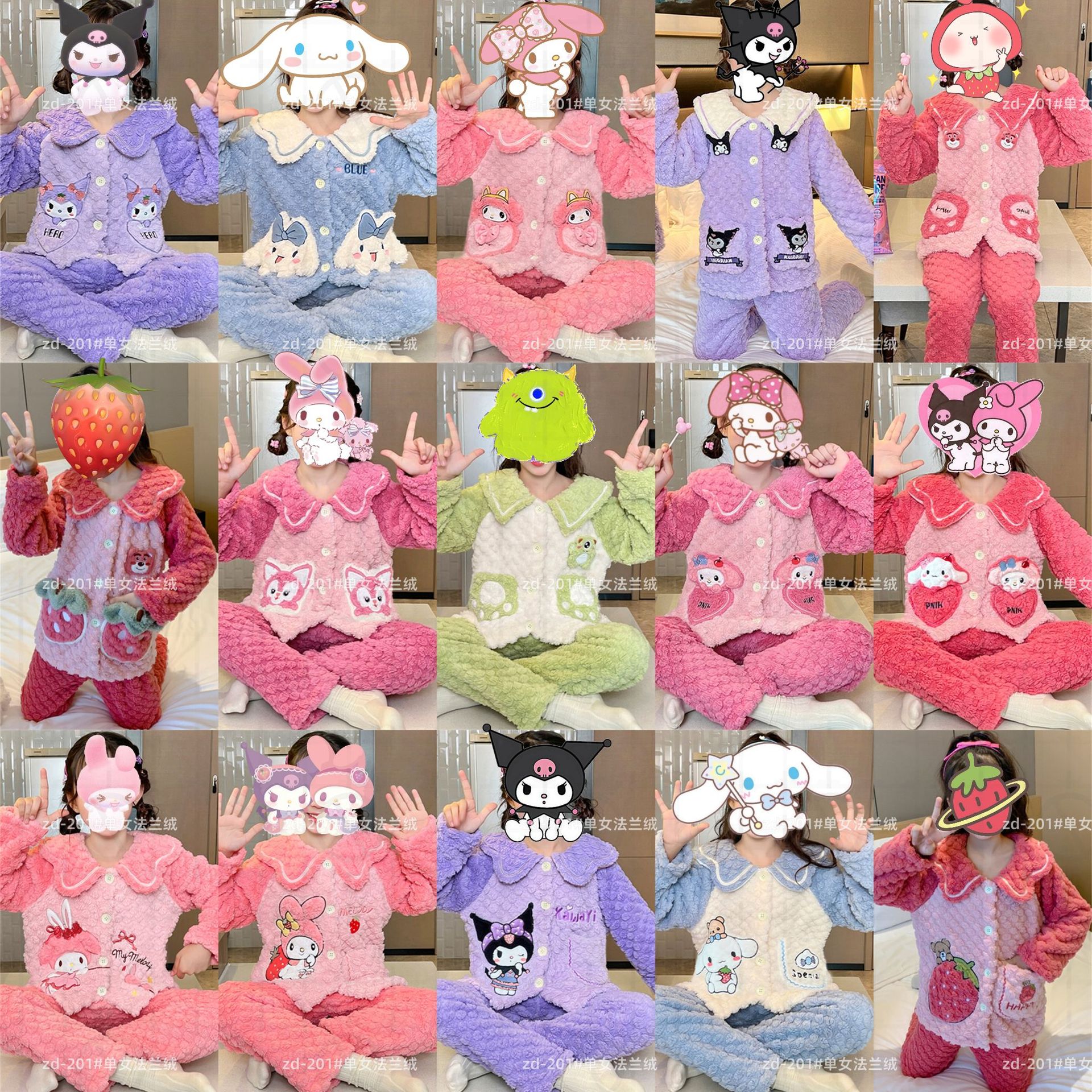 Pijamas para niños niñas de invierno y otoño de franela caliente y grueso de terciopelo de dibujos animados para niños coral terciopelo de coral ropa para el hogar