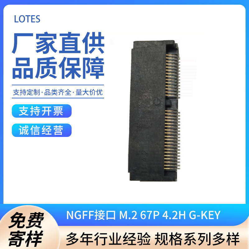 NGFF接口 M.2 67P 4.2H G-KEY LOTES连接器插槽 APCI0093-P006H03