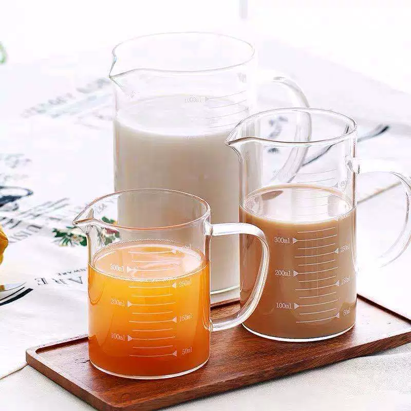 High borosilicate glass crystal measuring cup children's scale microwave oven heated cup breakfast cup oatmeal cup water tea cup