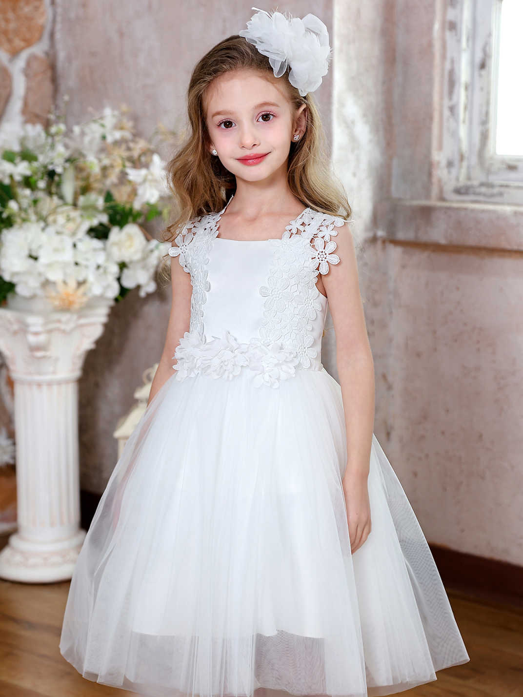 Vestido de novia de niña de flores de nuevo estilo transfronterizo vestido de princesa de gasa suave de cumpleaños para niños vestido ropa para niños