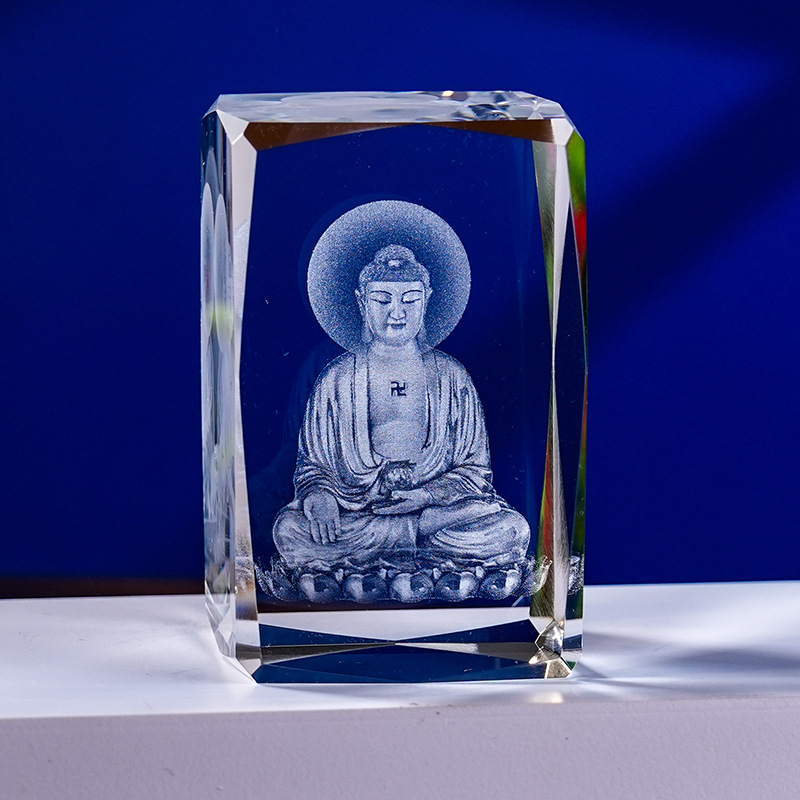 Escultura interior de cristal Serie de animales 3D Estatua de Buda de cristal Modelo de edificio de cristal Decoración del hogar Recuerdos de viaje Suministro transfronterizo