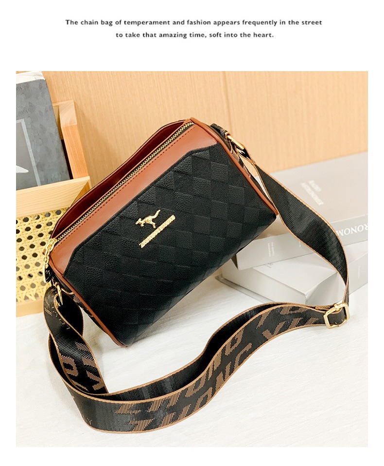 Borsa a tracolla larga da donna con motivo a quadri, stile vintage, modello marsupio, borse all'ingrosso._voghion.com