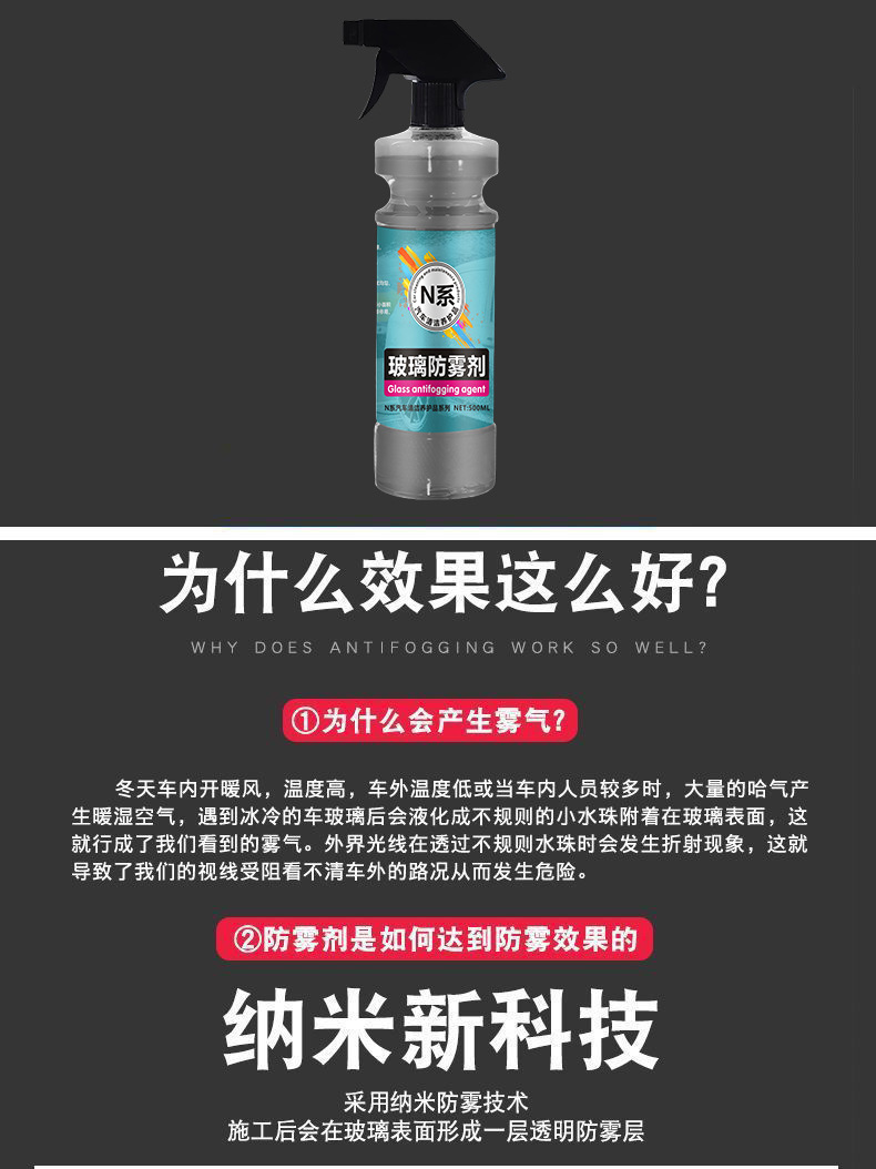 Glass Anti-Fog Agent Car Windshield Anti-Freeze Winter Spray