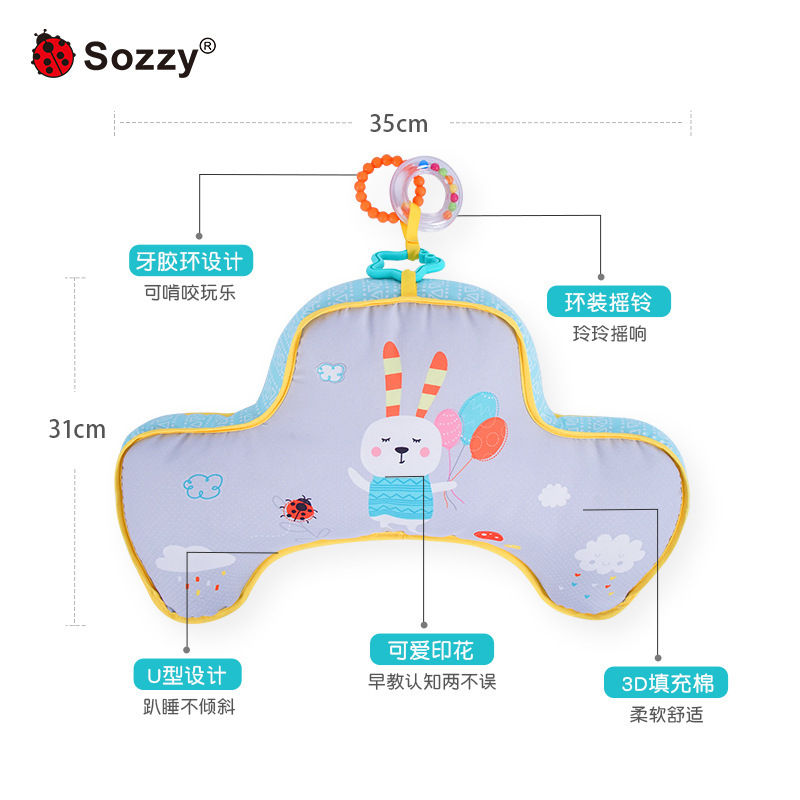 Sozzy bebé gateando almohada bebé educativo gateando ejercicio cabeza-arriba almohada acostada 0-años recién nacido almohada de juguete calmante