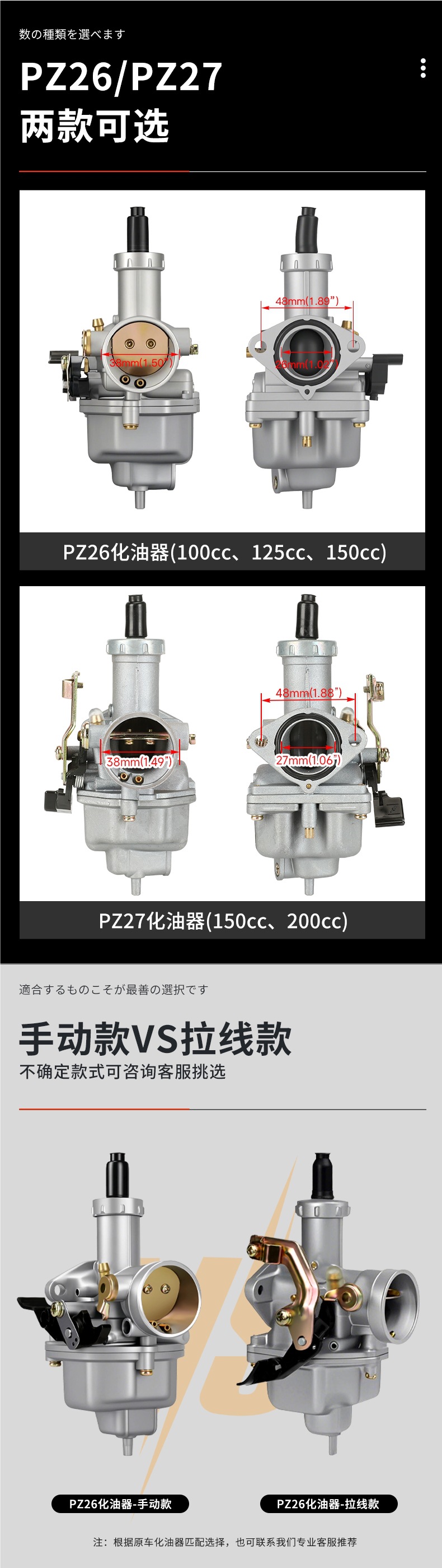 Motorcycle Cg125 150 Universal Carburetor Men's Qianjiang Zongshen Loncin Jialing Three-Wheel Pz26/27/30