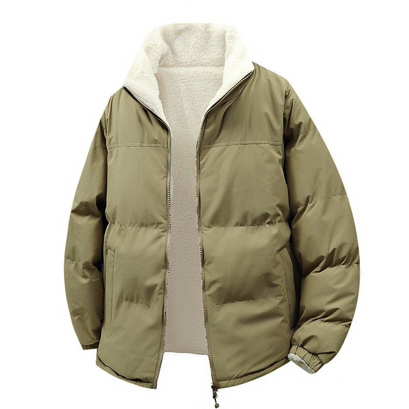 Unisex Cotton Padded Jacket Lamb Wool Winter Coat For Cold Weather_voghion.com