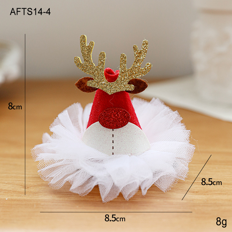 Joyas para la cabeza de Navidad arco clip de pelo sombrero clip de malla roja cuerno de ciervo para adultos pequeños regalos clip de pelo adornamiento para el pelo