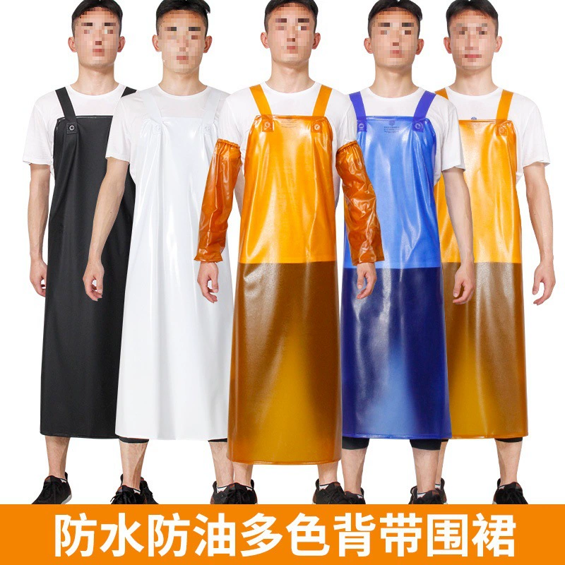 Удлиненный фартук для чистки, однотонные ремни, износостойкий, маслостойкий, для мытья посуды, водные продукты, столовая, фермерский нагрудник.