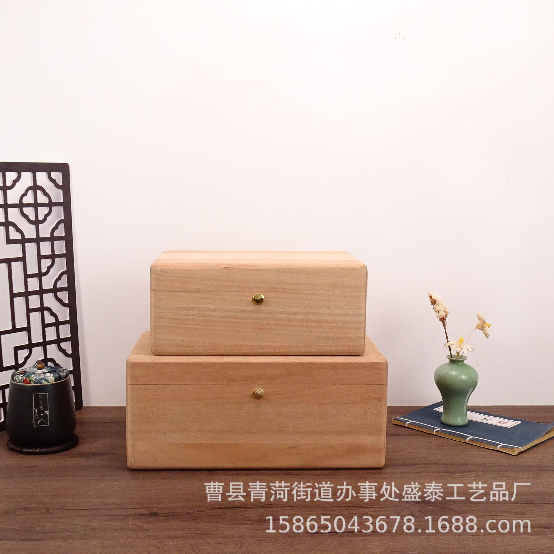 创意木质翻盖茶叶礼品盒 实木茶叶盒 桌面收纳盒 首饰饰品整理盒
