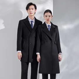 职业工作服羽绒内胆大衣冬男女羊毛黑色呢子外套银行物业4s店工装