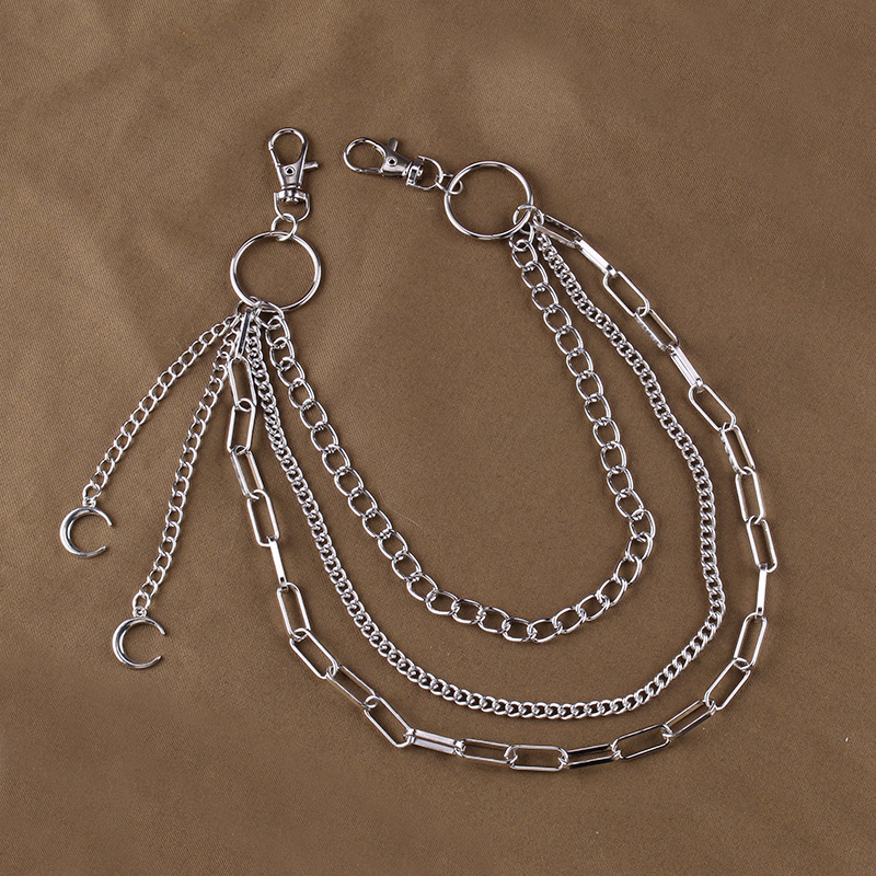 Joyería transfronteriza europea y americana metal personalizado cintura cadena anillo decoración hip hop rock discoteca estilo Luna colgante pantalones cadena