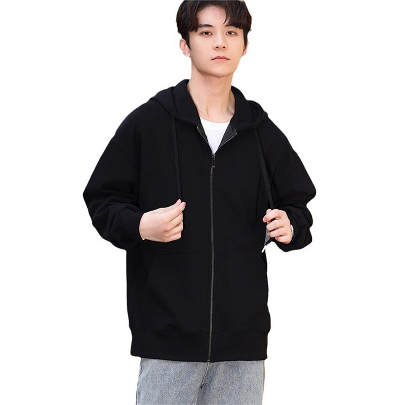 Otoño nuevo casualidad con cremallera camiseta encapuchada de hombre camiseta de algodón aire suelta cardigan chaqueta de moda