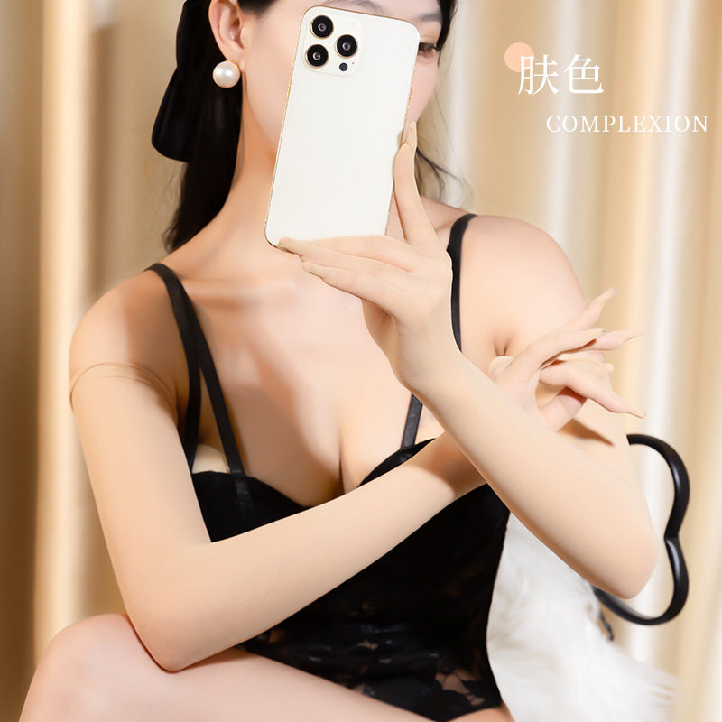 3d超薄シームレス手袋趣味5本指ストッキングセクシー分指黒糸腕カバー長袖日焼け止め花嫁ウェディングドレス