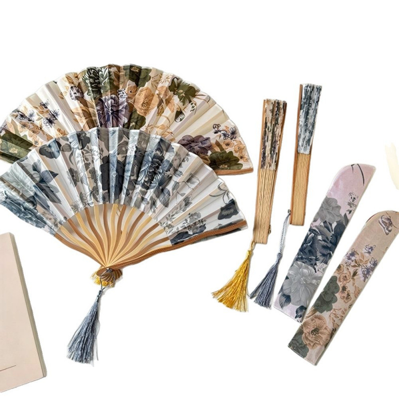 Abanico Plegable Chino para Mujer 7 Pulgadas de Bambú para Uso Doméstico y Decoración