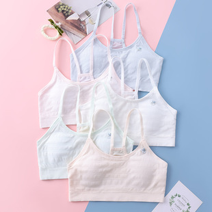 Seamless Developmental Girls' Underwear Seamless Junior High School Camisole Girls' Rabbit Ear Coaster Fixed Cup Bra