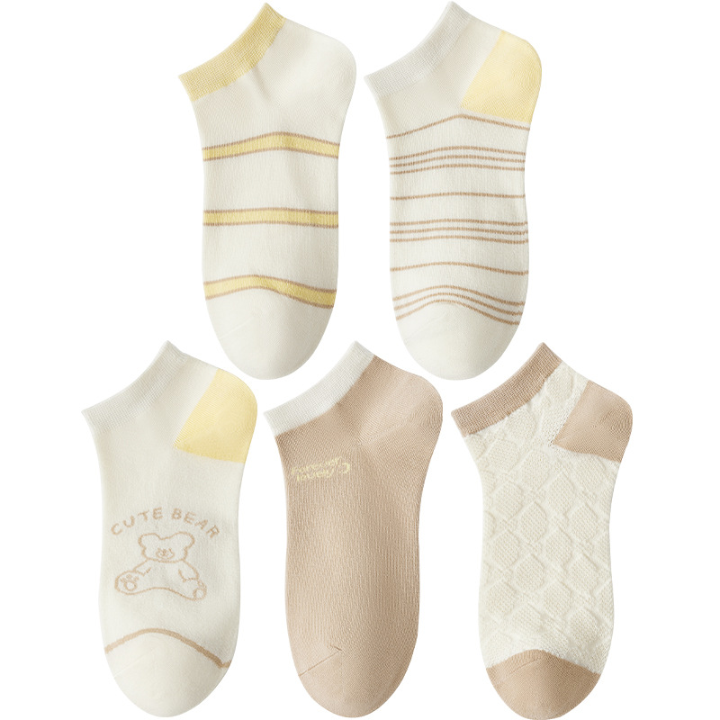 Nuevos calcetines de mujer de primavera y verano calcetines de tobillo invisibles de corte bajo de moda calcetines de mujer desodorante absorbente de sudor suave de algodón de aspecto alto