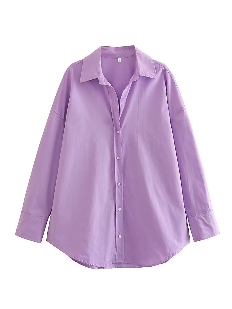 Foreign Trade Wholesale 2026 Spring and Autumn New Women's Clothing European and American Style Street Fashion Urban Casual Multi-Color Poplin Shirt