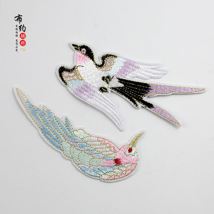 清新古风燕子刺绣贴旗袍帽子民族风装饰包包diy破洞补丁布贴熨烫