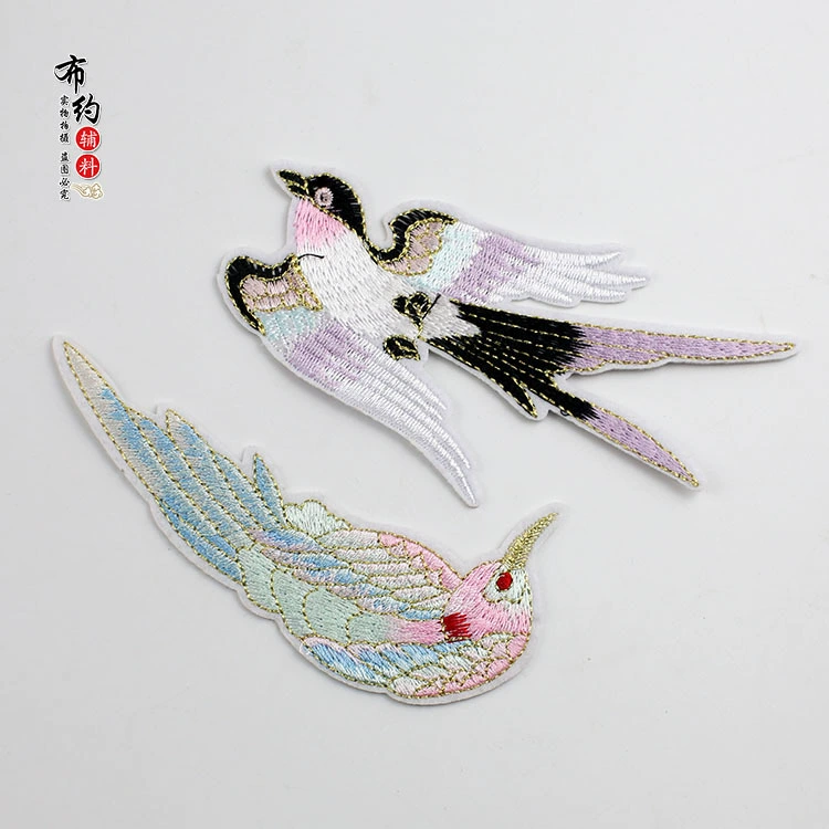 Свежие антикварные наклейки с вышивкой ласточки, шляпа Cheongsam, декоративная сумка в этническом стиле, нашивка «сделай сам», тканевые наклейки с отверстиями, глажка