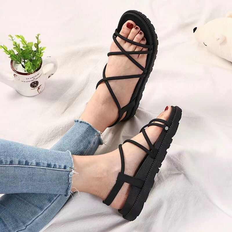 Thick-Soled Trendy Flat Women's Korean-Style Casual Student Roman Sandals 2022 New Beach Sandals for Women Summer Fashion Ins