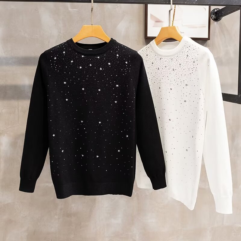 Herren Winter Strickpullover Aus Kaninchenwolle Mit Strasssteinen_voghion.com