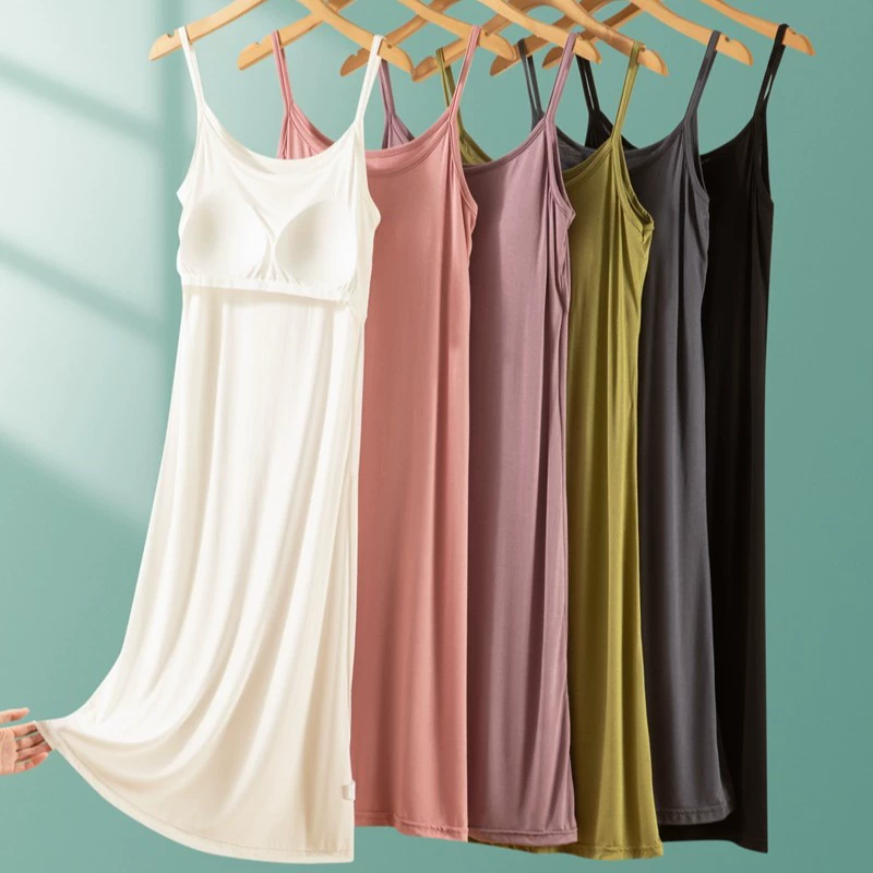 Модаль с нагрудным ковриком платье без бюстгальтера нижняя юбка женская летняя тонкая без рукавов нижняя юбка 2025