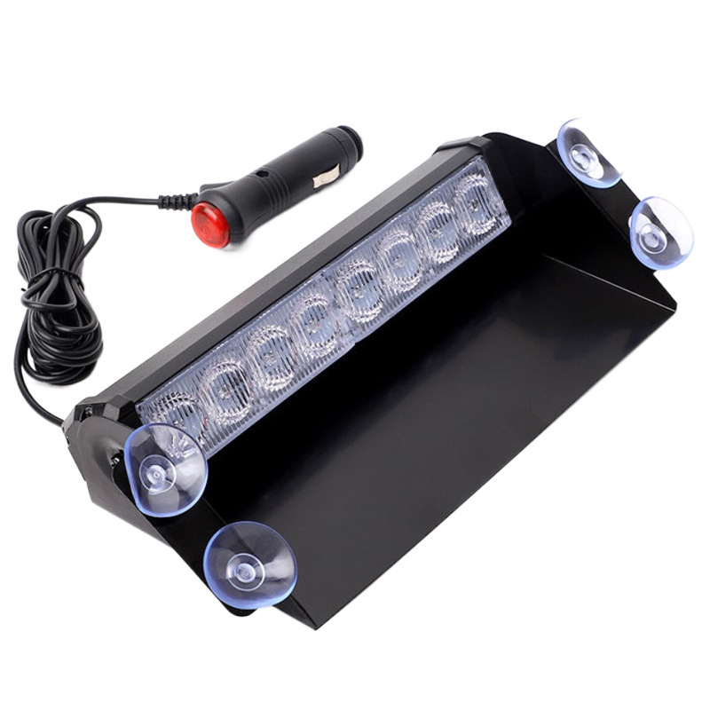 Lámpara de advertencia LED para automóviles delantera luz de pala de parabrisas 8LED rojo azul parpadeo luz de apertura