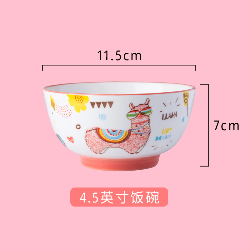 Rosa alpaca tazón plato traje hogar tazón pareja comiendo tazón japonés cerámica vajilla plato palillos cuchara plato