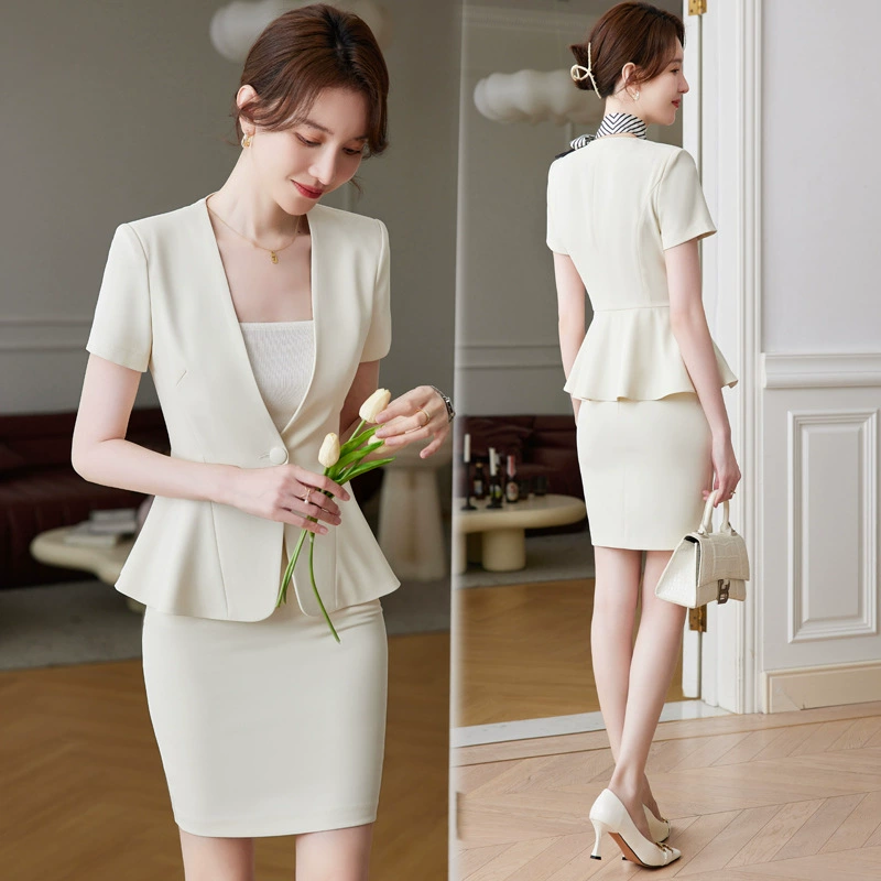 Профессиональный костюм с короткими рукавами, Женский Летний Тонкий костюм спереди, Темперамент Салон красоты Рабочая одежда Женская Униформа Стюардессы