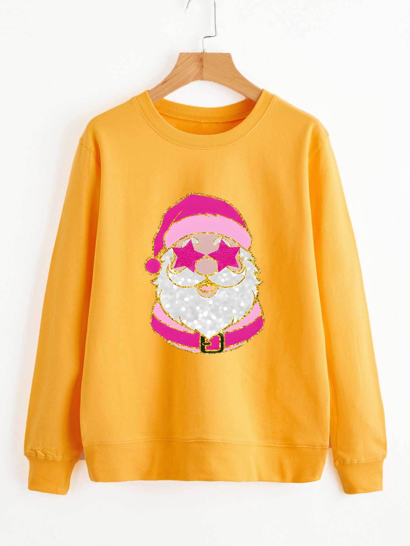 Santa Claus ojos estrella Navidad mujeres Comercio exterior suéter de cuello redondo Amazon EB manga larga dibujos animados image 8