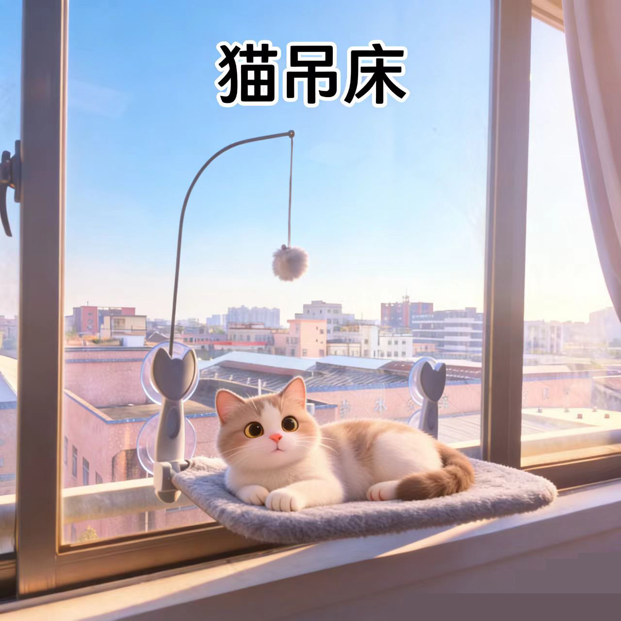 跨境爆品四季通用猫吊床吸盘式免打孔省空间可折叠拆卸猫窝猫吊床