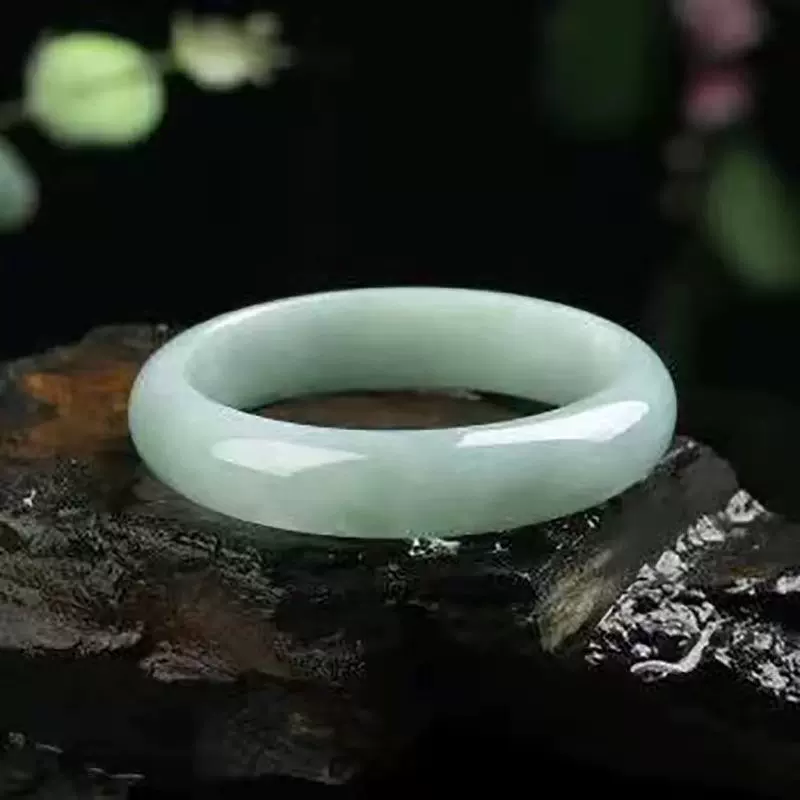 翡翠玉镯A货浅绿飘花手镯 贵州翠 翡翠手镯 直播福利玉石镯子批发