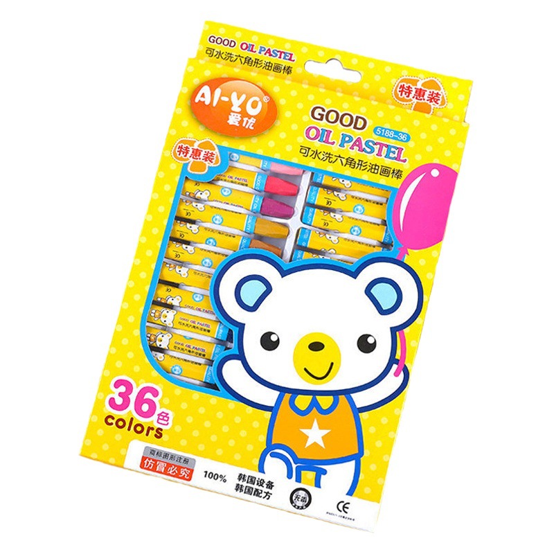 Children's Cartoon Oil Painting Stick Painting suit Art Brush Multicolor Crayon No Dirty Hand Kindergarten Painting Crayon