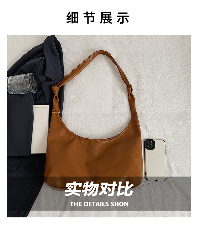 Large-capacity commuter bag for women, 2024 new style, fashionable and retro single-shoulder bag, casual and versatile, underarm tote soft leather bag Item Picture