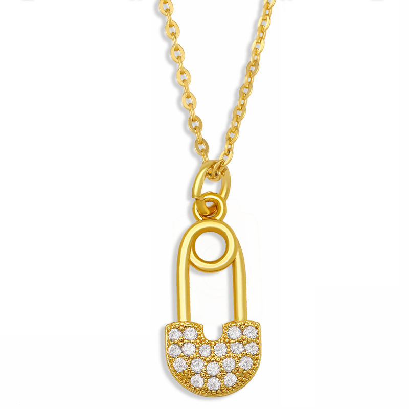 Diamond Lock Pendant Titanium Steel Necklace