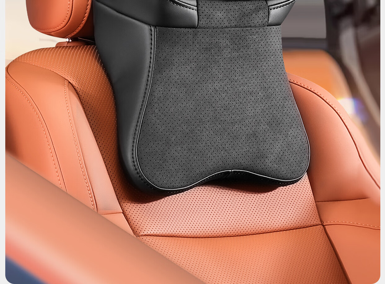 Car Headrest and Neck Pillow, Universal for All Seasons, Ventilated, Non-Slip, Wear-Resistant, Suede Memory Foam Neck Pillow, Car Cushion