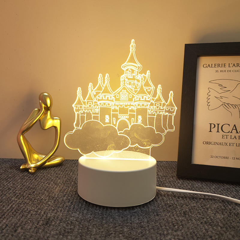 新奇特3d小夜灯卸売り来図創意プレゼントのベッドの上の電気スタンドの越境雰囲気はアクリル製のlogoを決めます。|undefined