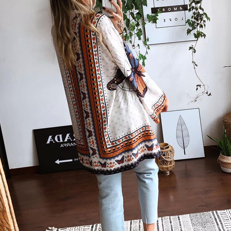 Women Printed Long-Sleeved Waist Women Dress