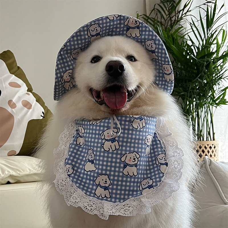 2025年新款宠物狗狗中大型犬金毛萨摩边牧可爱围兜太阳帽口水围脖|undefined