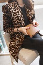 新款春秋修身小西服女中长款显瘦豹纹性感长袖小西装女外套潮