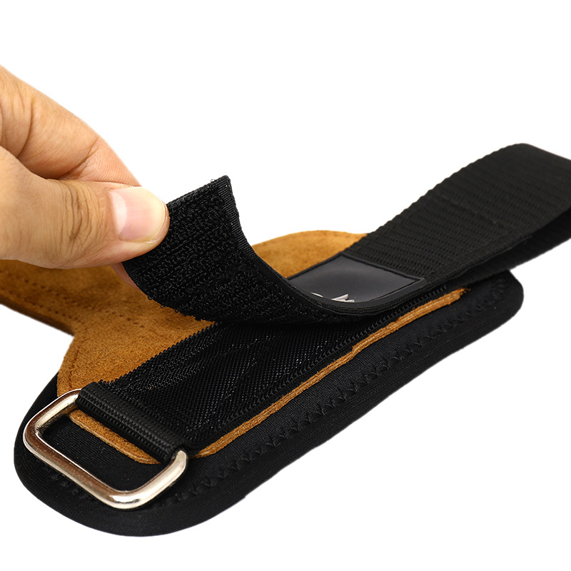 Piel de vaca deportes fitness pulsera sola barra duro tirón de la correa de refuerzo banco de empuje pull-up correa de muñeca fitness Palm guantes