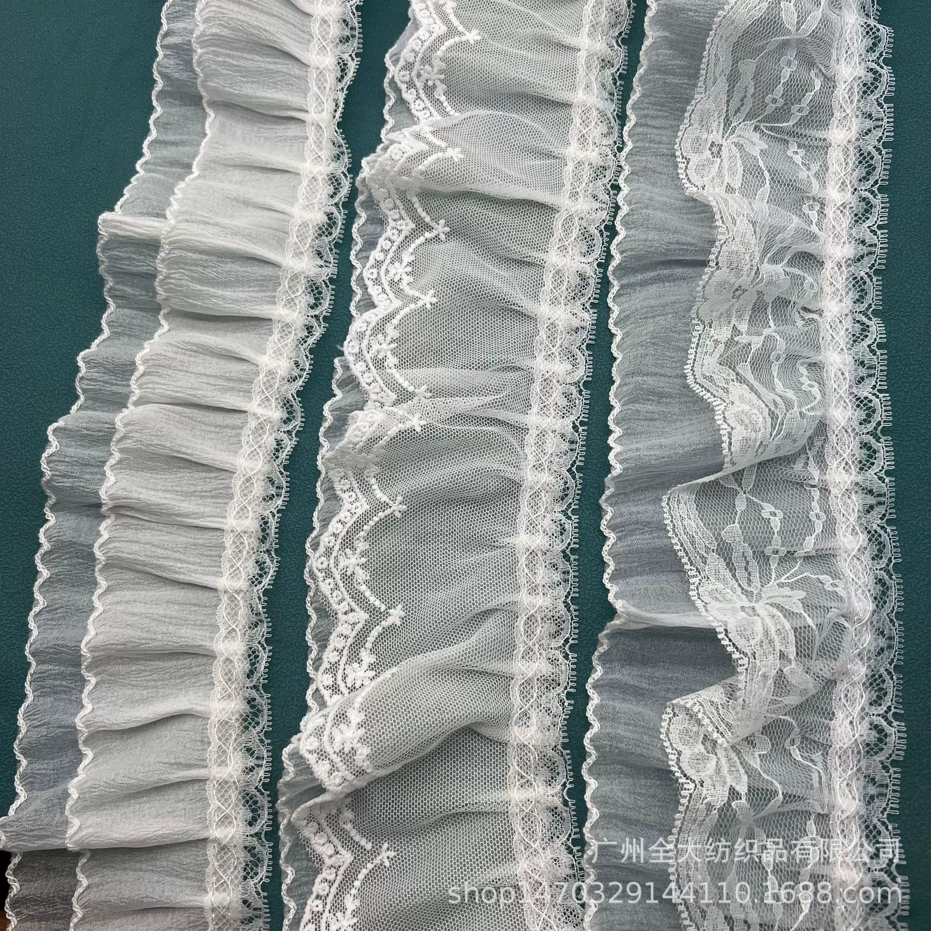 工厂现货ins风衣领 裙摆牛奶丝蕾丝双层花边 窗帘 童装女装辅料