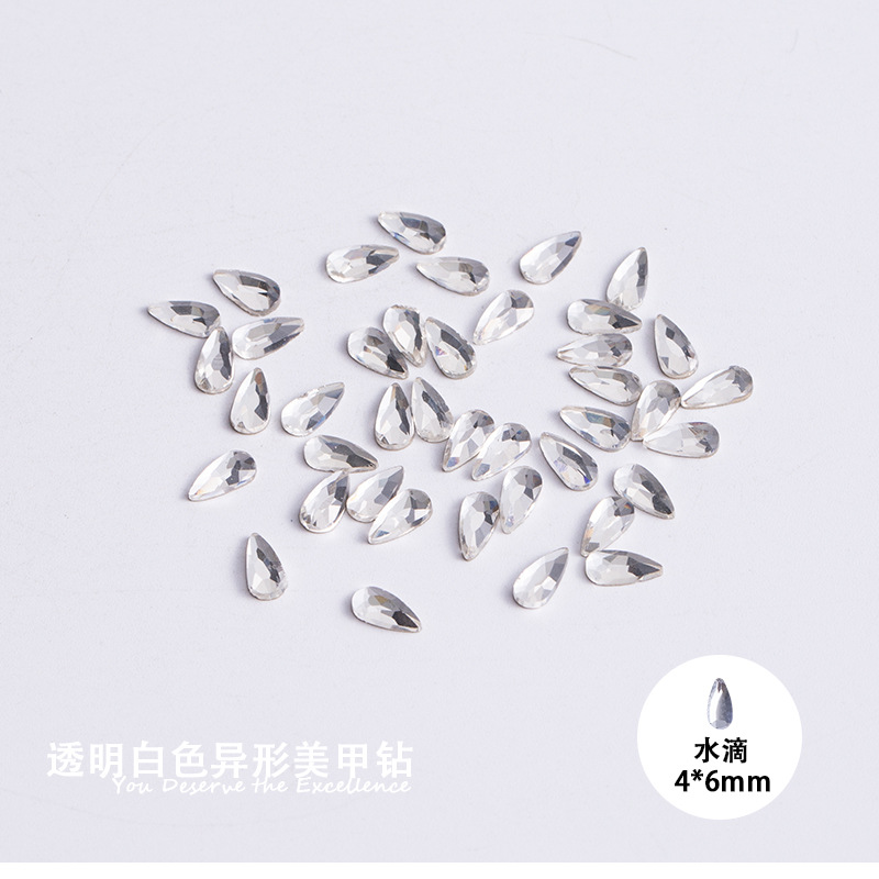 물방울 4*6mm 흰색 평평한 바닥 특수 모양