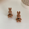 Cute rabbit with bow, three dimensional cartoon universal plush earrings, new collection, with little bears