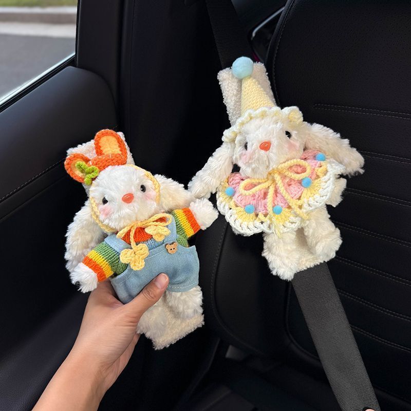 Cute Rabbit Car Seat Belt Shoulder Cover Car-Mounted Women's Anti-Wear Clothing High-End Cute Car Couple Pair