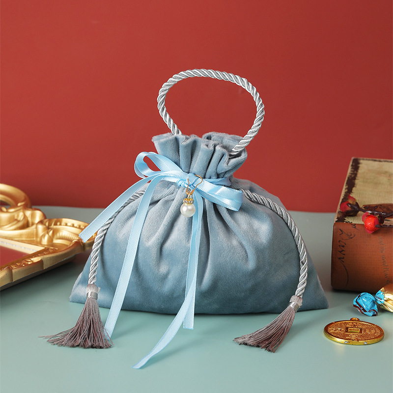 Bolsa de dulces de la boda bolsa de dulces chinos de la boda de terciopelo bolsa de dulces caja de regalo de compromiso regalo de mano bolsa de dulces de boda