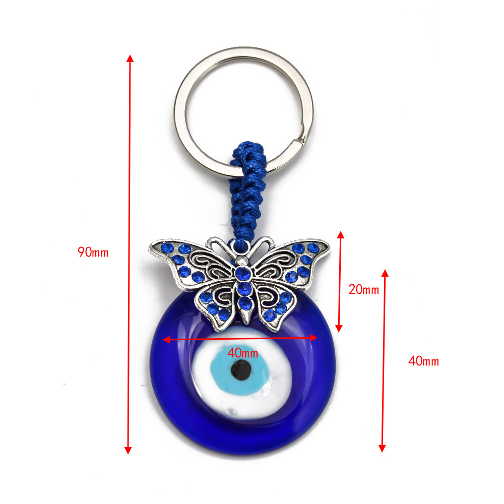 1 Piece Fashion Tortoise Devil's Eye Butterfly Alloy Inlay Rhinestones Unisex Keychain display picture 5