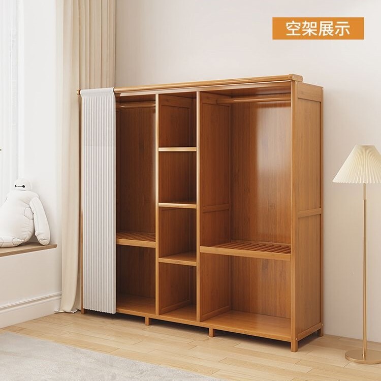 Wardrobe for office, hotel, bedroom, simple wardrobe for rental apartments, economical and easy-to-assemble wardrobe with curtains for rental apartments