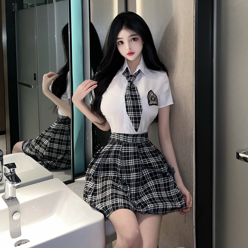 Sexy lingerie uniform, tempting and sexy student wear, plaid tie, split polyester, Japanese and Korean school uniform, support dropshipping